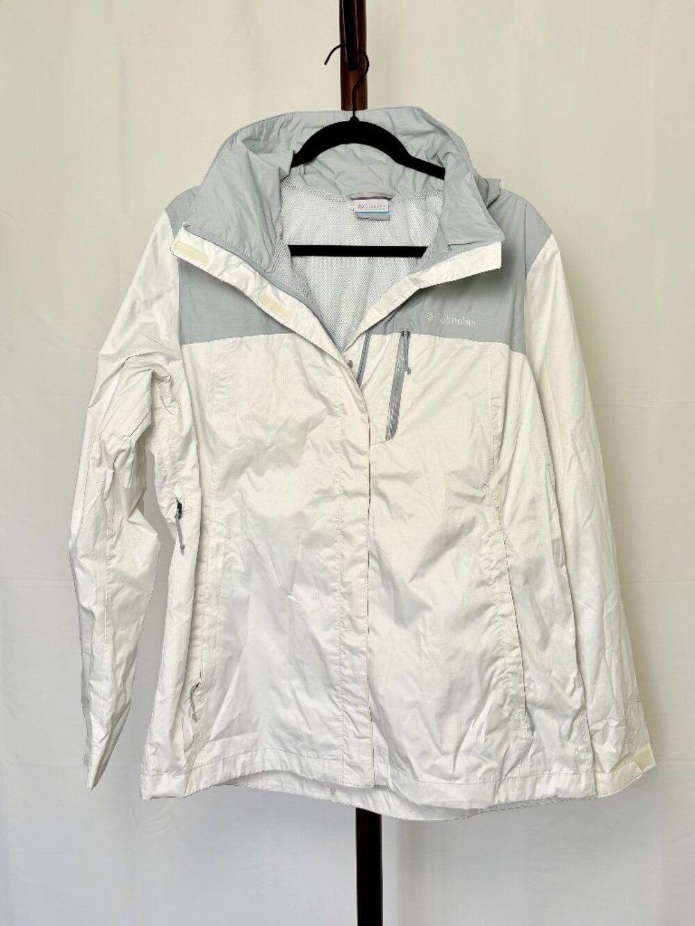 Columbia | Lightweight Jacket White Gray Hooded Zip | Size L